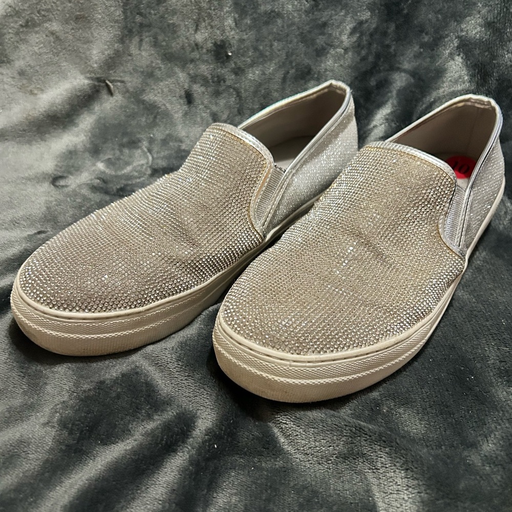 Steve Madden Silver Sequin Glitter Sparkle slip on - size 10 - Picture 3 of 8